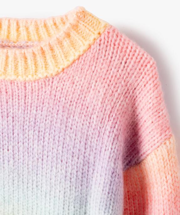 Pull fille à col rond en grosse maille vue3 - GEMO (ENFANT) - GEMO