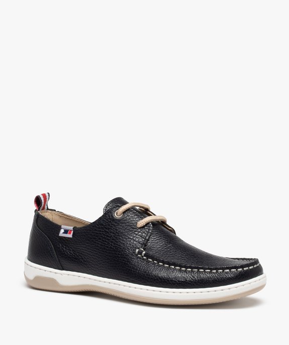 Chaussures bateau homme dessus cuir uni - Tanéo vue2 - TANEO - GEMO