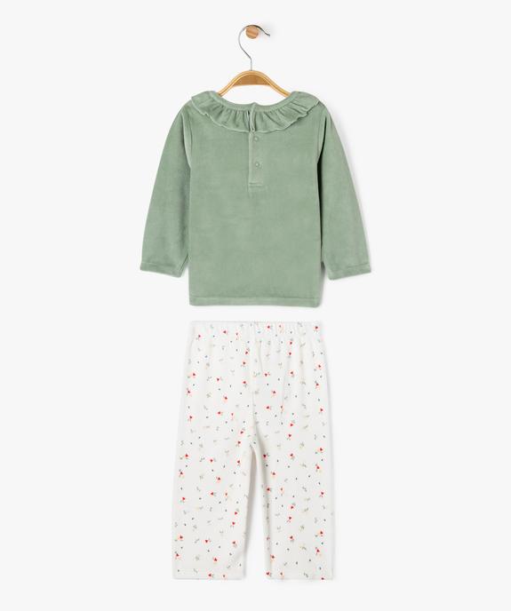Pyjama en velours 2 pièces imprimé cœurs bébé fille vue3 - GEMO 4G BEBE - GEMO