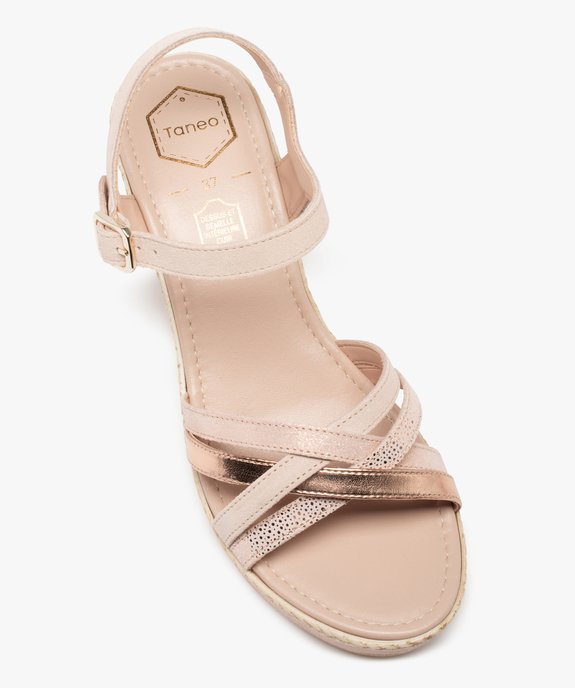 Sandales femme compensés et fines brides en cuir - Taneo vue5 - TANEO - GEMO