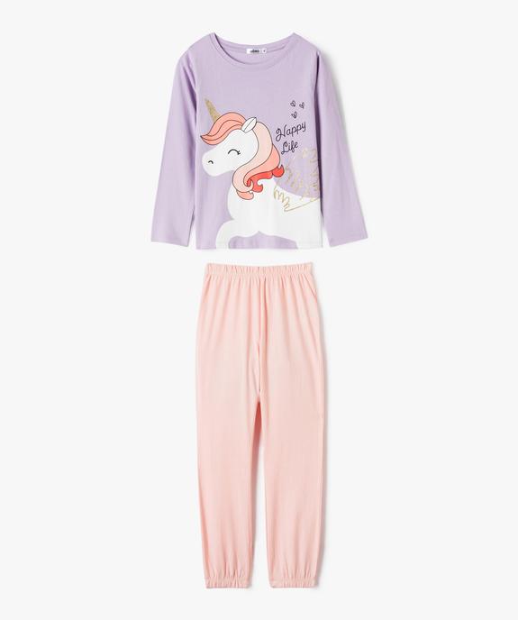 Pyjama 2 pièces à motif licorne et paillettes fille vue1 - GEMO (ENFANT) - GEMO