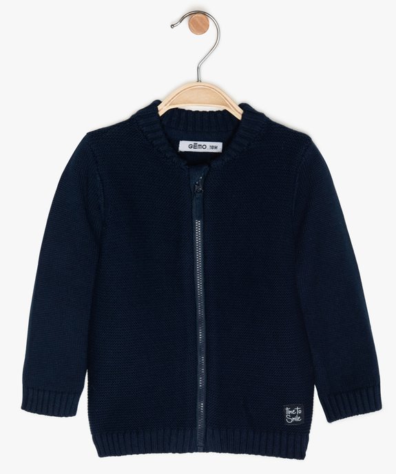 Gilet bébé garçon zippé en maille fantaisie vue1 - GEMO(BEBE DEBT) - GEMO