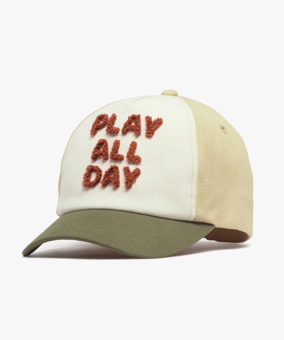 Casquette tricolore avec message en maille bouclette garçon vue1 - GEMO 4G GARCON - GEMO