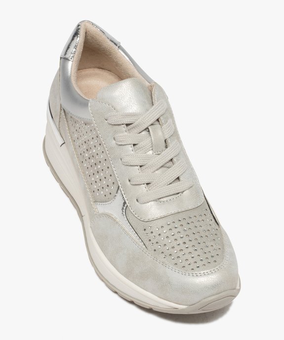 Baskets femme à talon compensé et strass fermeture lacets vue5 - GEMO (SPORTSWR) - GEMO