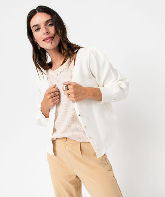 Gilet col V à manches bouffantes femme vue1 - GEMO(FEMME PAP) - GEMO