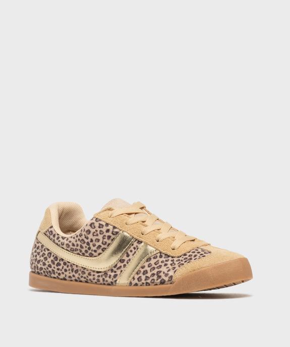 Baskets basses à lacets imprimé léopard femme - Camps United vue2 - CAMPS - GEMO