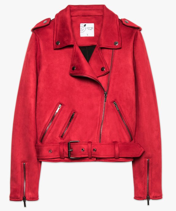 Blouson style perfecto aspect suédine vue4 - FOLLOW ME - GEMO