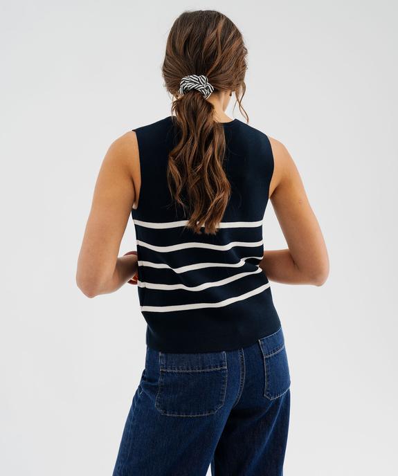 Gilet sans manches à rayures femme - LuluCastagnette vue4 - LULUCASTAGNETTE - GEMO