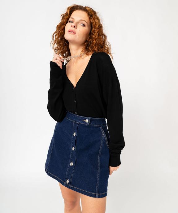 Jupe en jean brut coupe trapèze à boutons femme vue5 - GEMO 4G FEMME - GEMO