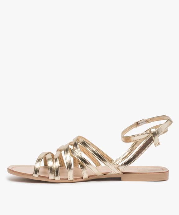 Sandales femme à talon plat et fines brides entrelacées dorées vue3 - GEMO (CASUAL) - GEMO