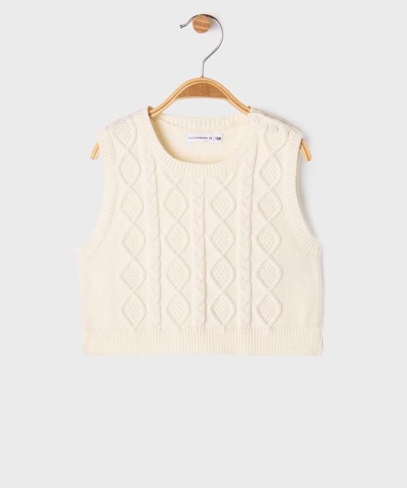 Pull sans manches à torsades bébé fille - LuluCastagnette vue1 - LULU CASTAGNETTE GEMO FOR GOOD - GEMO