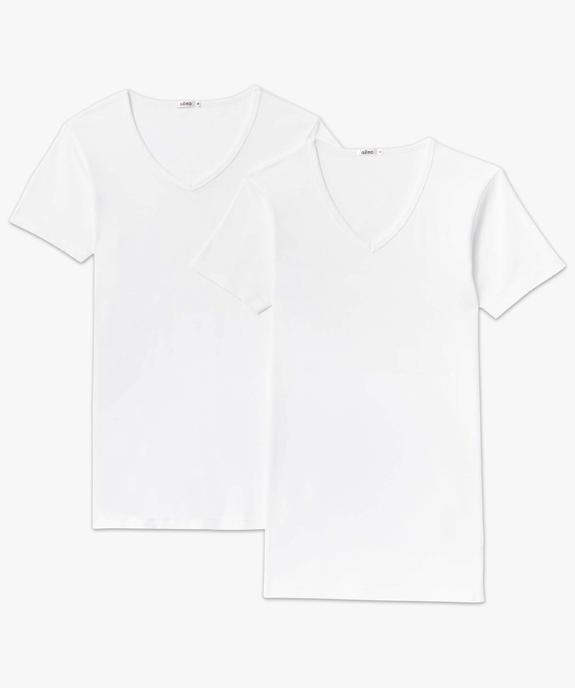 Tee-shirt homme à manches courtes et col V en coton biologique (lot de 2) vue4 - GEMO 4G HOMME - GEMO