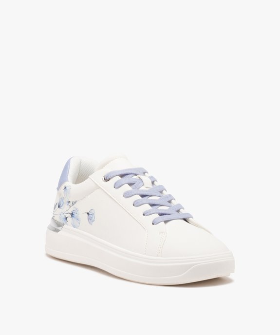 Baskets femme à semelle compensée détail fleuri vue3 - GEMO (SPORTSWR) - GEMO