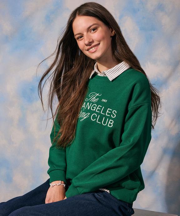 Sweat avec broderies sur le buste fille vue1 - GEMO 4G FILLE - GEMO