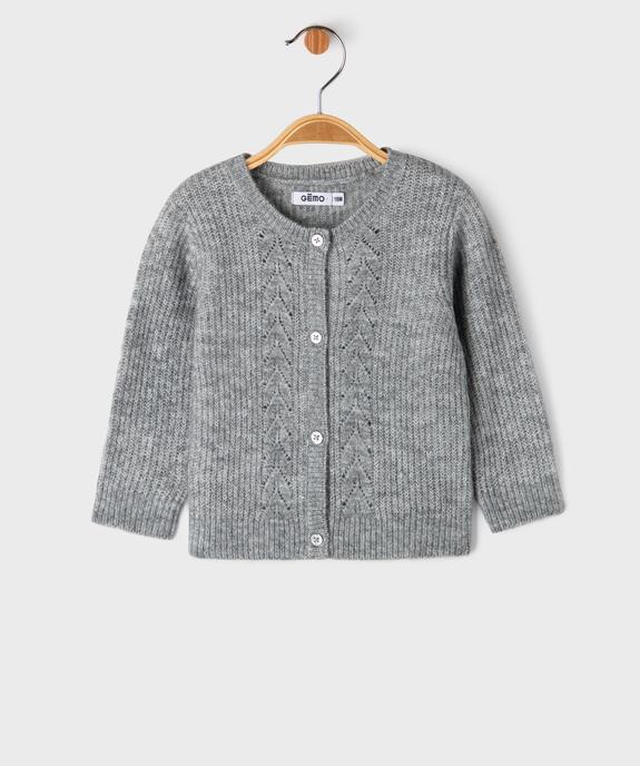 Gilet en maille fantaisie avec fil métallisé bébé fille vue1 - GEMO(BEBE DEBT) - GEMO