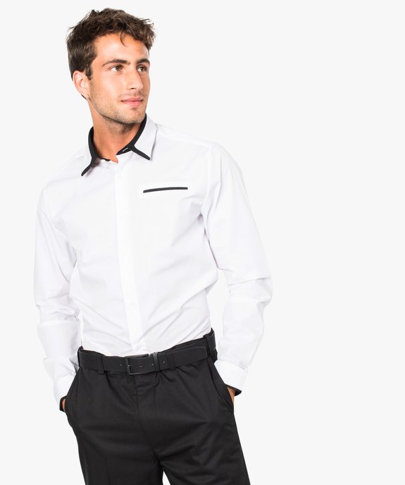 Chemise pour homme avec liserés contrastants coupe slim vue1 - GEMO(URBAIN) - GEMO