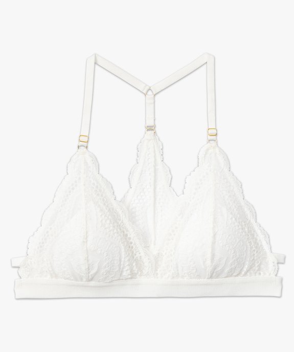 Brassière à bonnets triangles en dentelle avec dos travaillé vue4 - GEMO(HOMWR FEM) - GEMO
