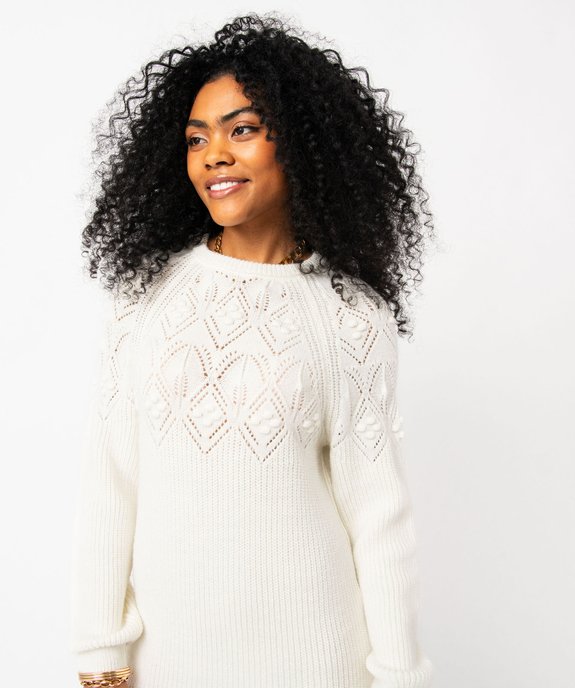 Robe pull en maille fantaisie et ajourée femme vue2 - GEMO(FEMME PAP) - GEMO