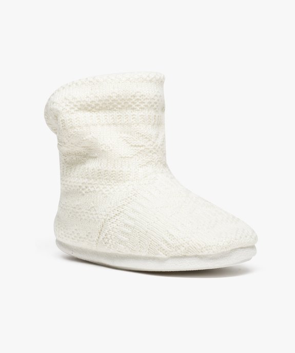Chaussons femme boots en maille tricotée et doublure douce vue2 - GEMO(HOMWR FEM) - GEMO
