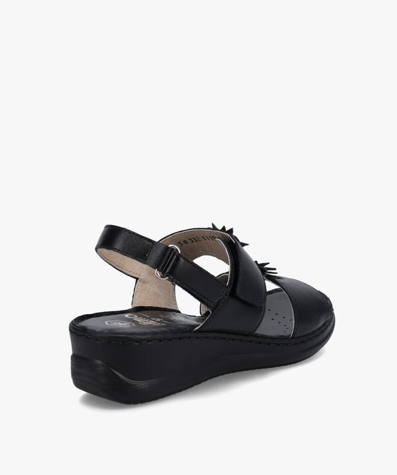 Sandales femme confort en cuir à brides scratch vue4 - GEMO (CONFORT) - GEMO