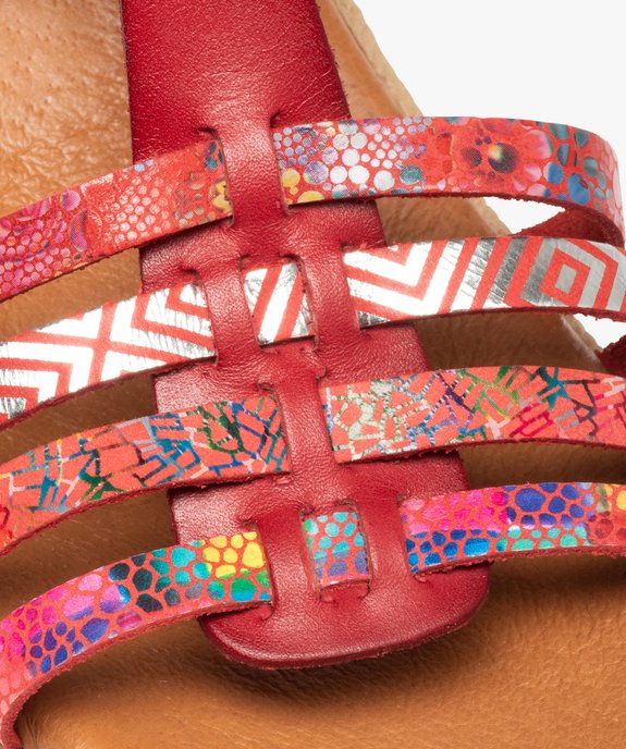Sandales femme compensées dessus cuir multicolore vue6 - GEMO(URBAIN) - GEMO