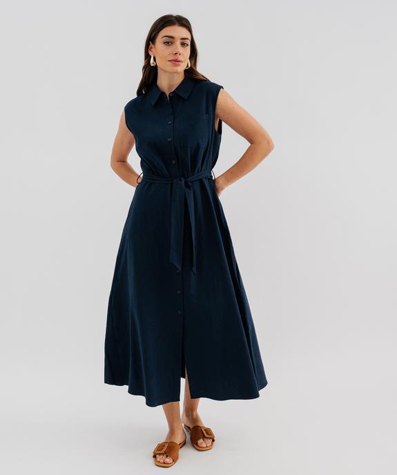 Robe chemise longue sans manches femme - LuluCastagnette vue1 - LULUCASTAGNETTE - GEMO