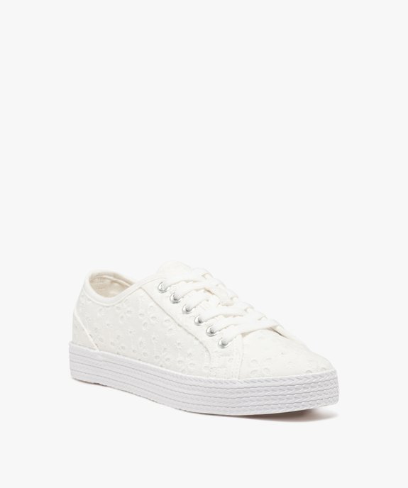 Baskets en toile à lacets avec épaisse semelle femme vue3 - FOLLOW ME G4G - GEMO