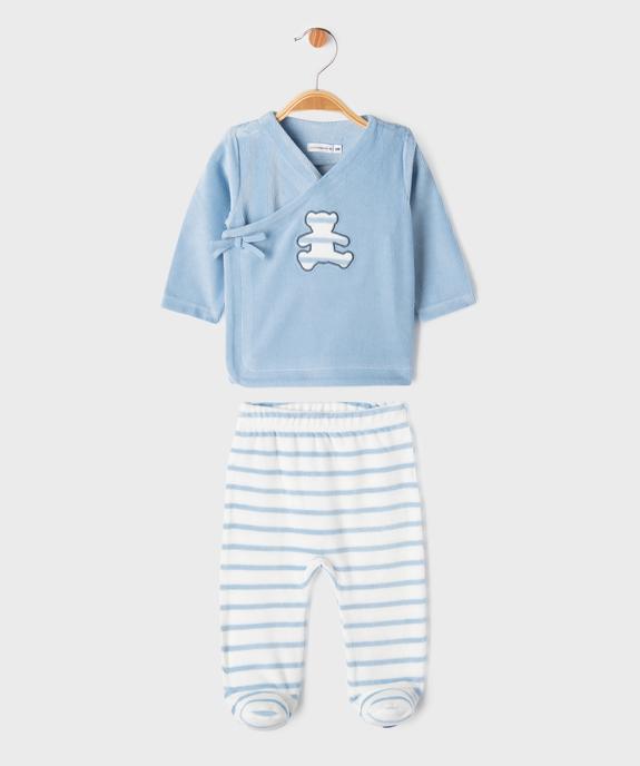 Pyjama 2 pièces en velours bébé garçon - LuluCastagnette vue1 - LULU CASTAGNETTE GEMO FOR GOOD - GEMO