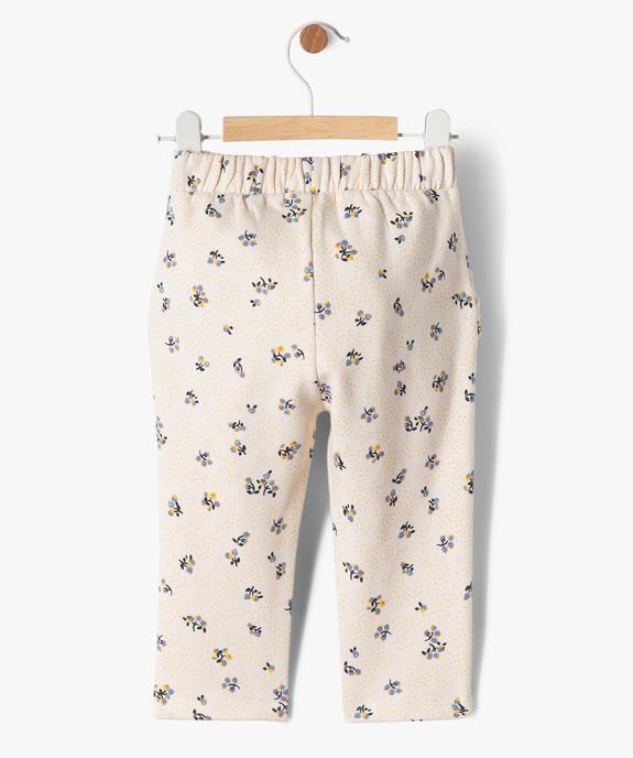 Pantalon en molleton fleuri à taille élastiquée bébé fille vue3 - GEMO(BEBE DEBT) - GEMO