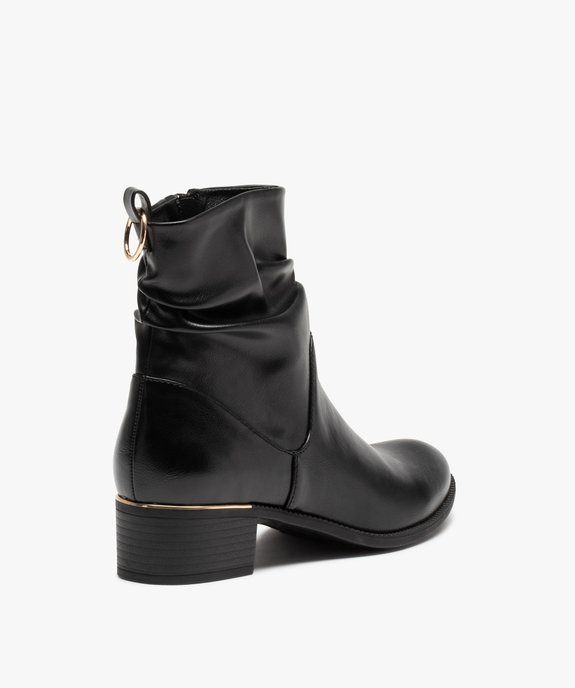 Boots femme unies avec effet drapé et détails métallisés vue4 - GEMO (CASUAL) - GEMO