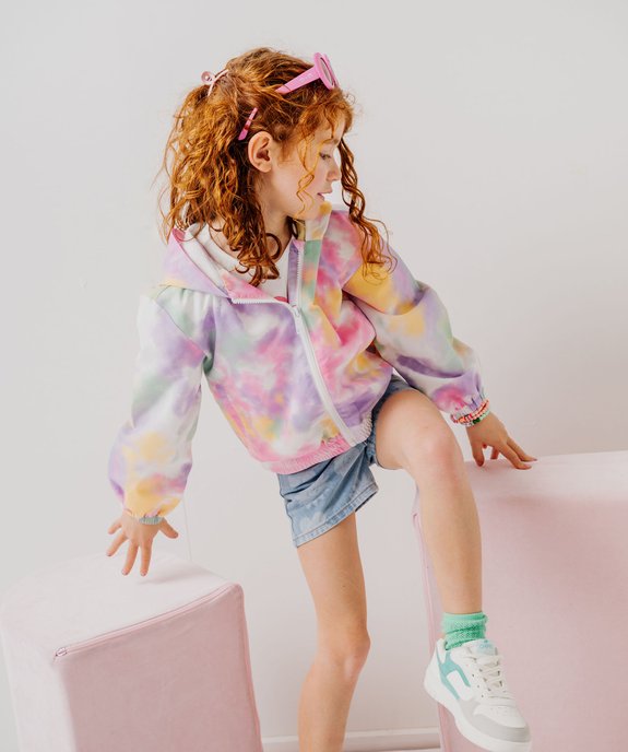 Blouson coupe-vent et déperlant à capuche tie-and-dye fluo fille vue7 - GEMO (ENFANT) - GEMO