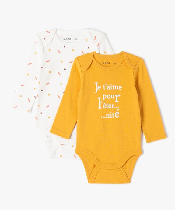 Body bébé à manches longues et motifs (lot de 2) vue1 - GEMO 4G BEBE - GEMO