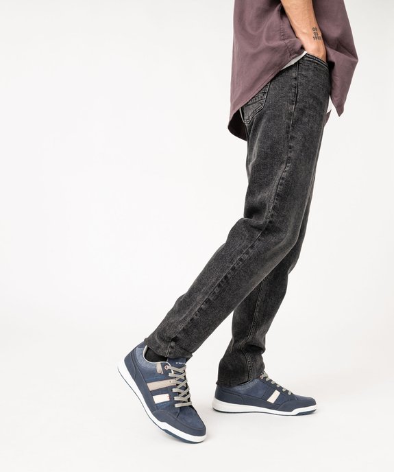 Baskets homme style denim avec bandes latérales et à lacets vue1 - URBAN STEPS - GEMO