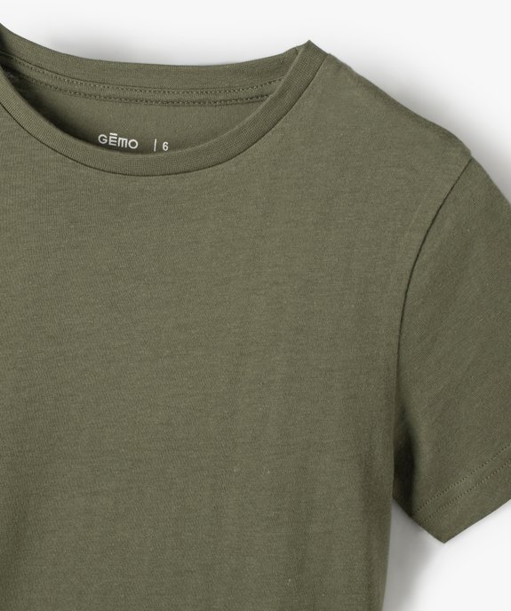 Tee-shirt à manches courtes en coton uni garçon vue2 - GEMO (ENFANT) - GEMO