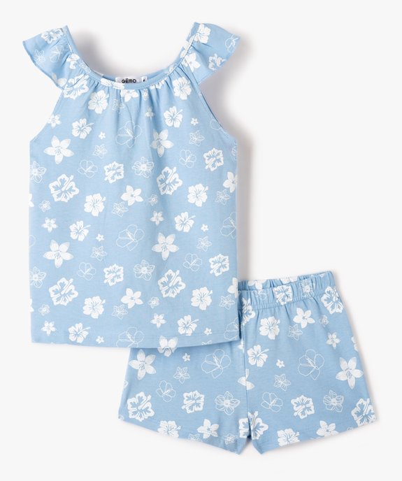 Pyjashort fille à motifs fleuris et épaules à volants vue1 - GEMO (ENFANT) - GEMO