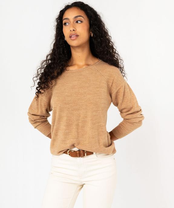 Pull fin à col rond finitions roulottée femme vue2 - GEMO(FEMME PAP) - GEMO