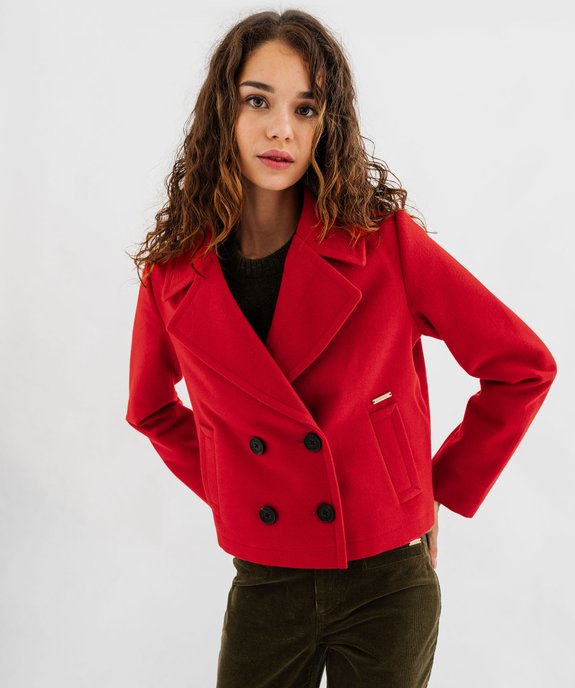 Manteau court à grand col femme vue2 - LULUCASTAGNETTE - GEMO
