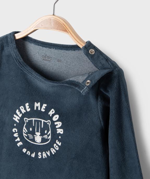 Pyjama 2 pièces en velours à motif tigre bébé garçon vue2 - GEMO 4G BEBE - GEMO