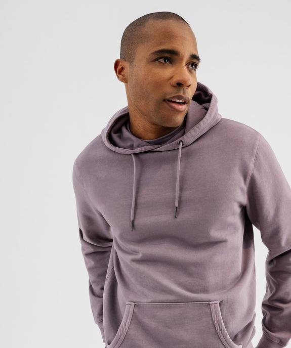 Sweat à capuche coloris délavé intérieur bouclette homme vue2 - GEMO (HOMME) - GEMO