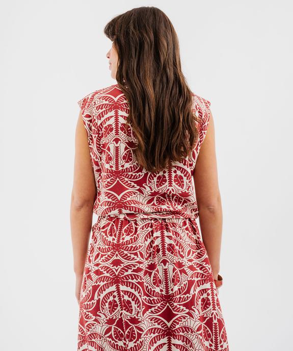 Blouse sans manches imprimée avec liens à nouer femme vue4 - GEMO 4G FEMME - GEMO