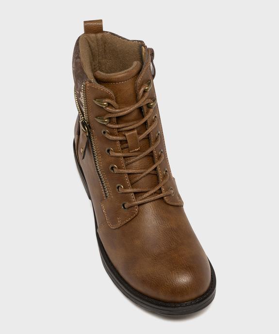 Boots femme à lacets avec col fantaisie et zip  vue12 - EMILIA ROSA - GEMO