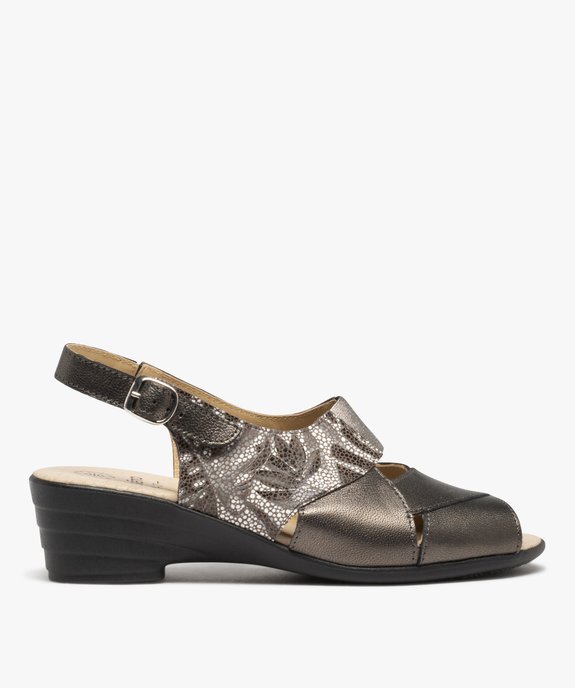 Sandales confort femme en cuir dessus métallisé vue1 - GEMO 4G FEMME - GEMO