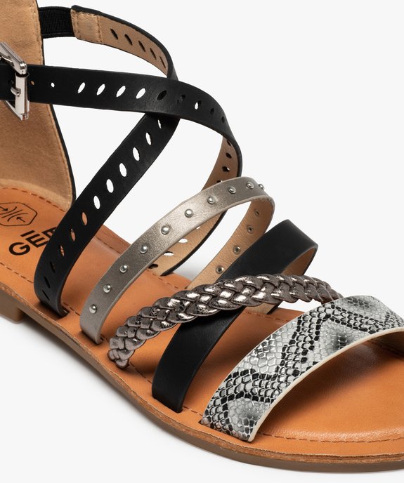 Sandales femme à talon fermé et brides fantaisie vue6 - GEMO (CASUAL) - GEMO