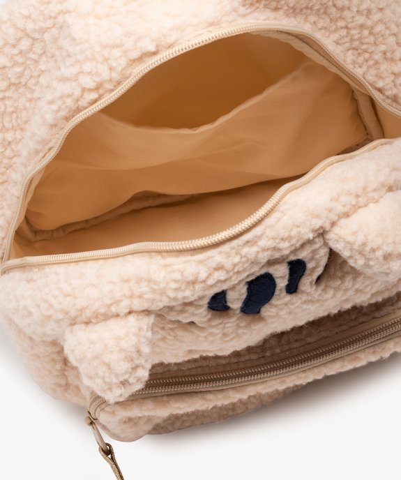 Sac à dos en maille sherpa avec broderie chat fille vue3 - GEMO(BEBE DEBT) - GEMO