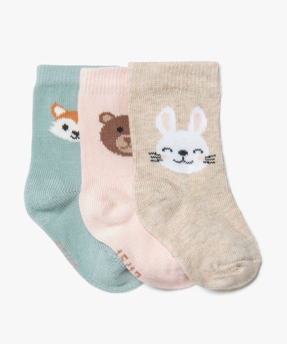 Chaussettes hautes imprimé animaux bébé fille (lot de 3) vue1 - GEMO 4G BEBE - GEMO