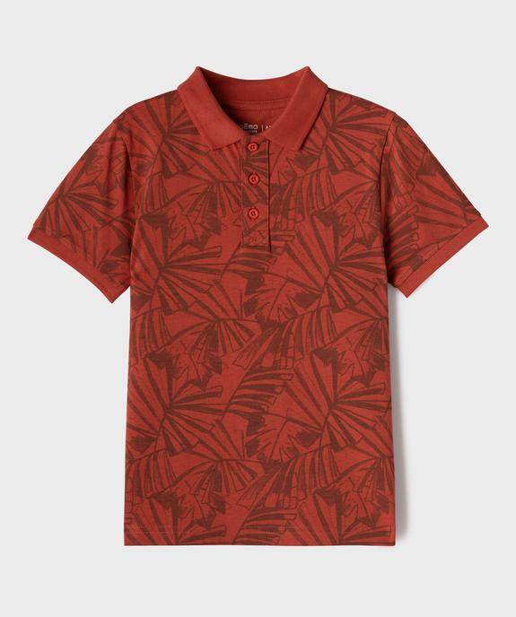 Polo manches courtes en jersey de coton motif feuillage garçon vue1 - GEMO 4G GARCON - GEMO