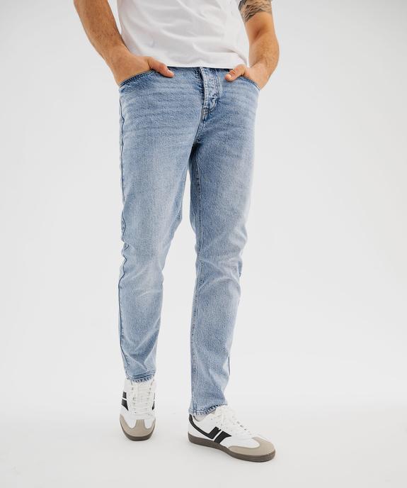 Jean straight en denim de coton stretch délavé homme vue2 - GEMO 4G HOMME - GEMO