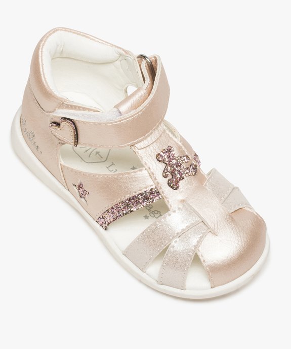 Sandales bébé fille pailletées à scratch - Lulu Castagnette vue5 - LULU CASTAGNETT - GEMO