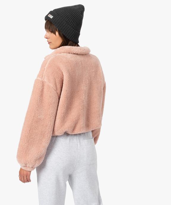 Sweat femme en maille peluche et col camionneur vue3 - GEMO(FEMME PAP) - GEMO