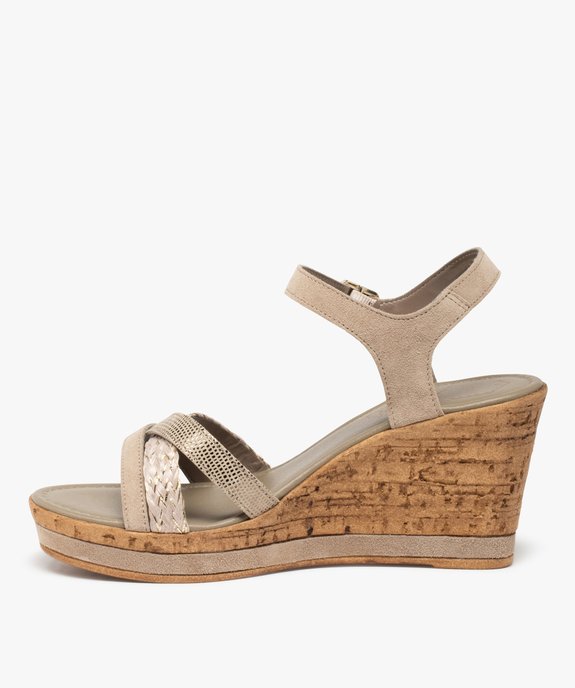 Sandales femme à talon compensé et brides cuir - Tanéo  vue3 - TANEO - GEMO